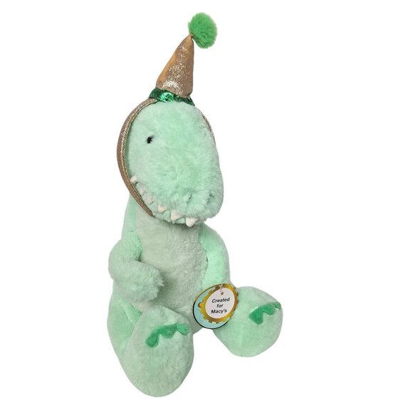 FAO Schwarz Macy's Green T-Rex Plush Sparkly Party Hat 16.5" - Picture 1 of 8